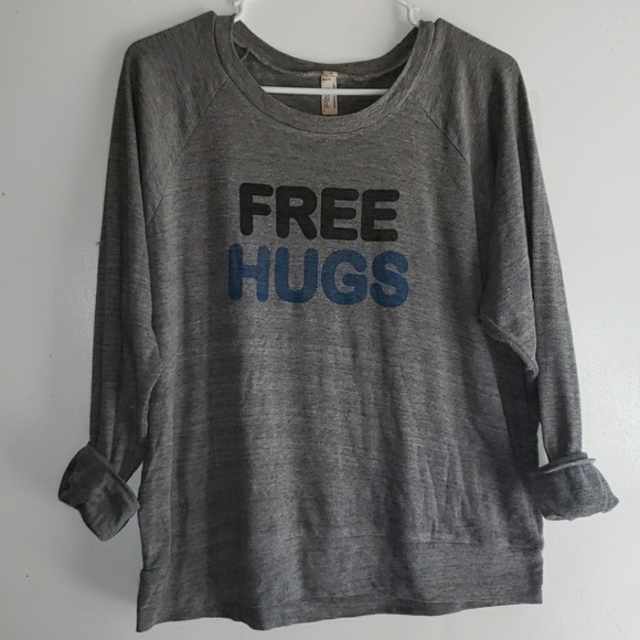 American Apparel Tops - Charcoal Grey-•American Apparel• | 'Free Hugs' Tee